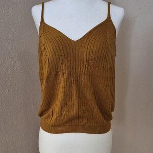 Anthropologie Ribbed V-Neck Cami in Mustard